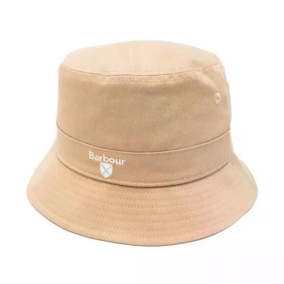 NEW BARBOUR Khaki Tan White Logo Cascade Floppy Packable Bucket Tartan Lined Hat main image 9